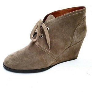 Lucky Brand Seleste Lace Up Wedge Booties Ankle Boots Sz 11 Taupe Brindle 41 EU